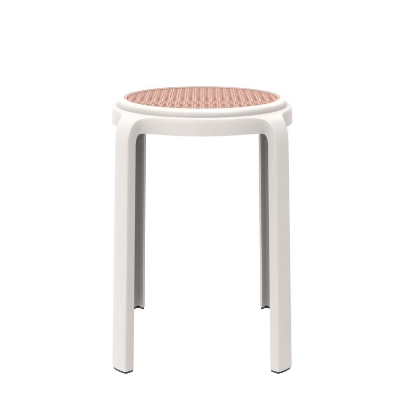 Tabouret rond en plastique empilable Alysoun, Blanc