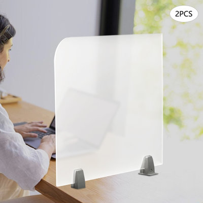 Set of 2 Clamp‑On Acrylic Desk Divider Translucent Desktop Privacy Panel with C‑Clamp Noise & Visual Distraction Reducing Office Partition for Desk Classroom & Countertop 23"x18"x2"