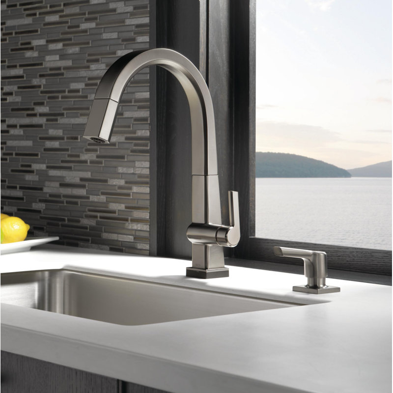 Pivotal Pull Down Touch Single Handle Kitchen Faucet with Touch20 Technology, Black Stainless