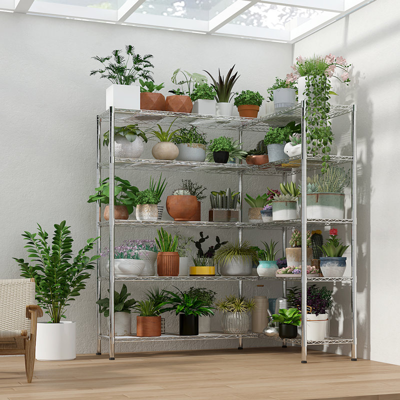 5-Tier Steel Height -Adjustable Storage Rack Heavy Duty Shelving Unit, White, 70.87" H x 69.69" W x 15.75" D