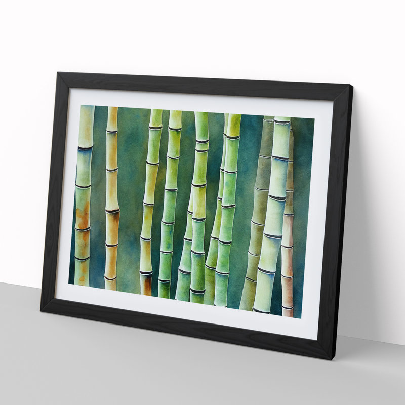 Watercolour Bamboo Forest Vol.3 - Single Picture Frame Painting, 34cm H x 46cm W x 2cm D, Black Framed