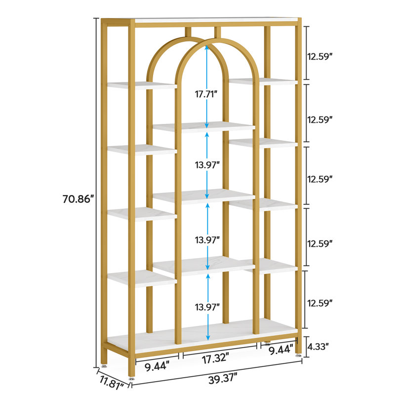 Mulliken Metal Bookcase, White/Gold