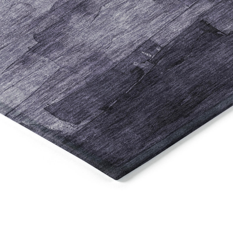 8' X 10' Lavender And Lilac Striped Washable Indoor Outdoor Area Rug