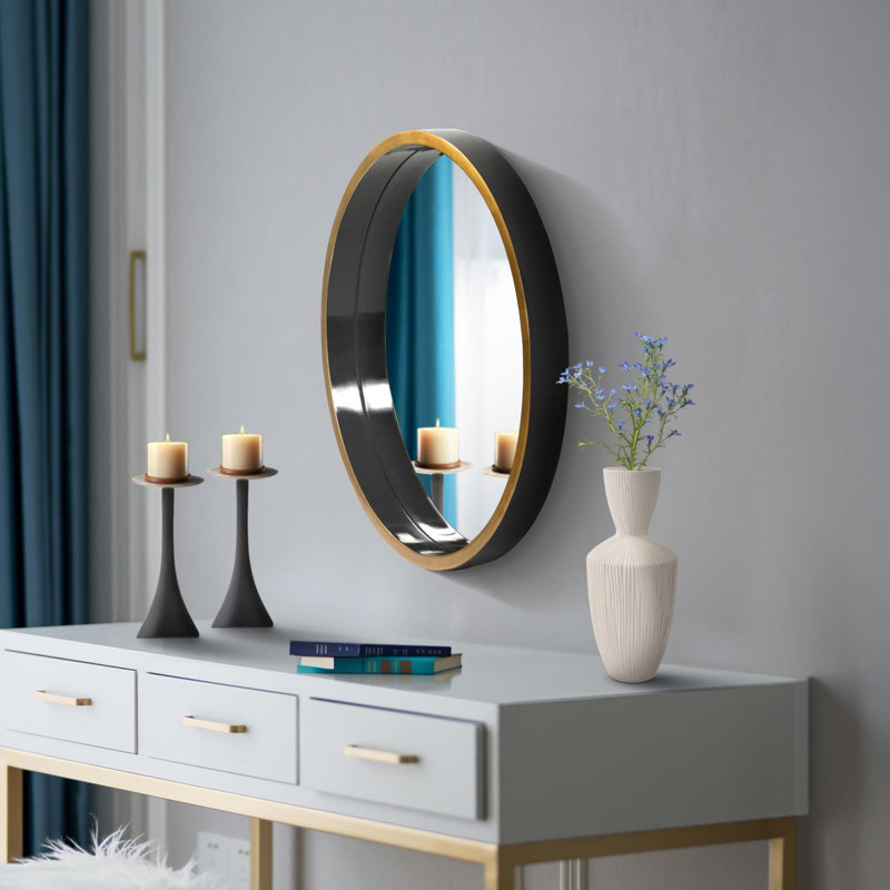 Quillin Solid Wood Round Mirror