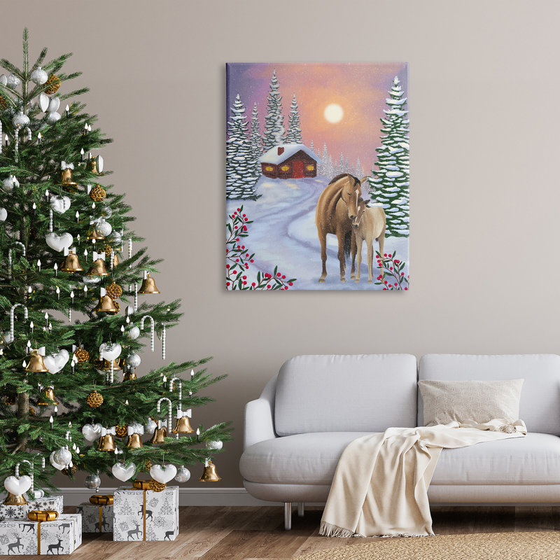 «Holiday Horses Winter Scene» sur toile, H 48 po x l 36 po x P 1,5 po