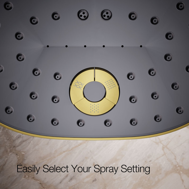 Statement™ Oval Multifunction Showerhead with Katalyst Air-Induction Technology, Vibrant Brushed Moderne Brass