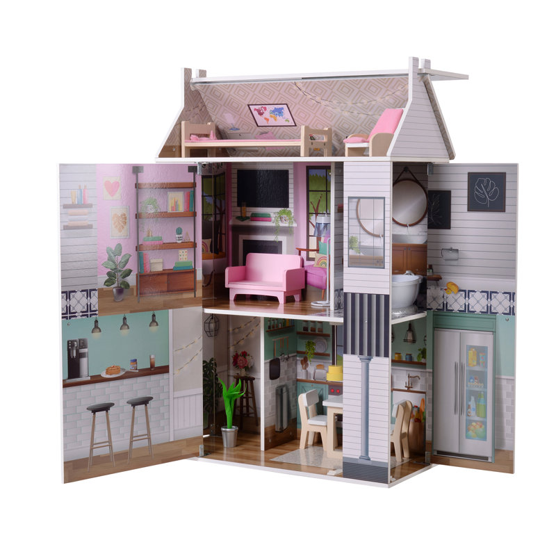 Teamson Kids Dreamland Dollhouse with 13-pc Accessory Set for 12" Dolls