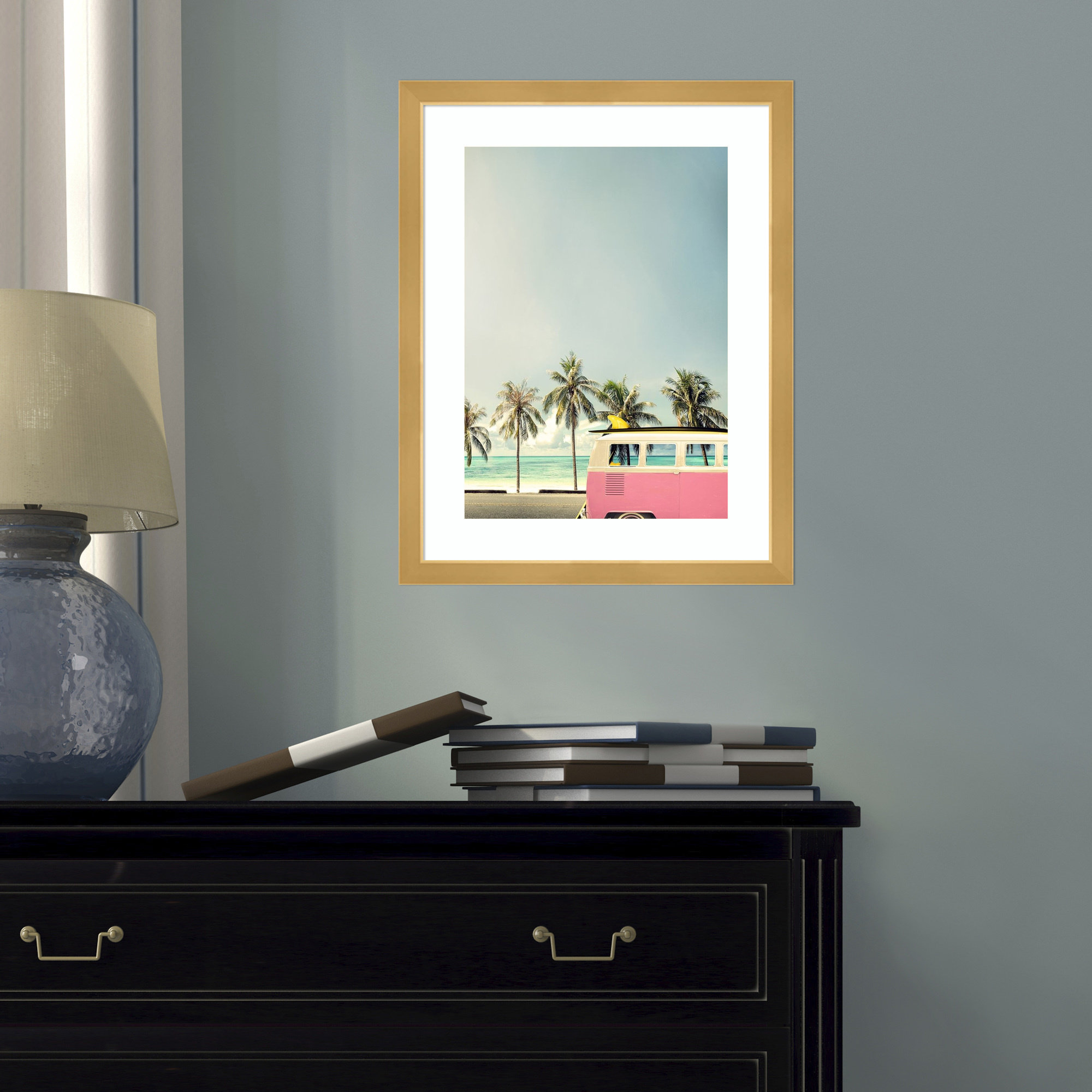 Surf Bus Pink by Design Fabrikken, Gold, 19.5" H x 15" W x 0.75" D