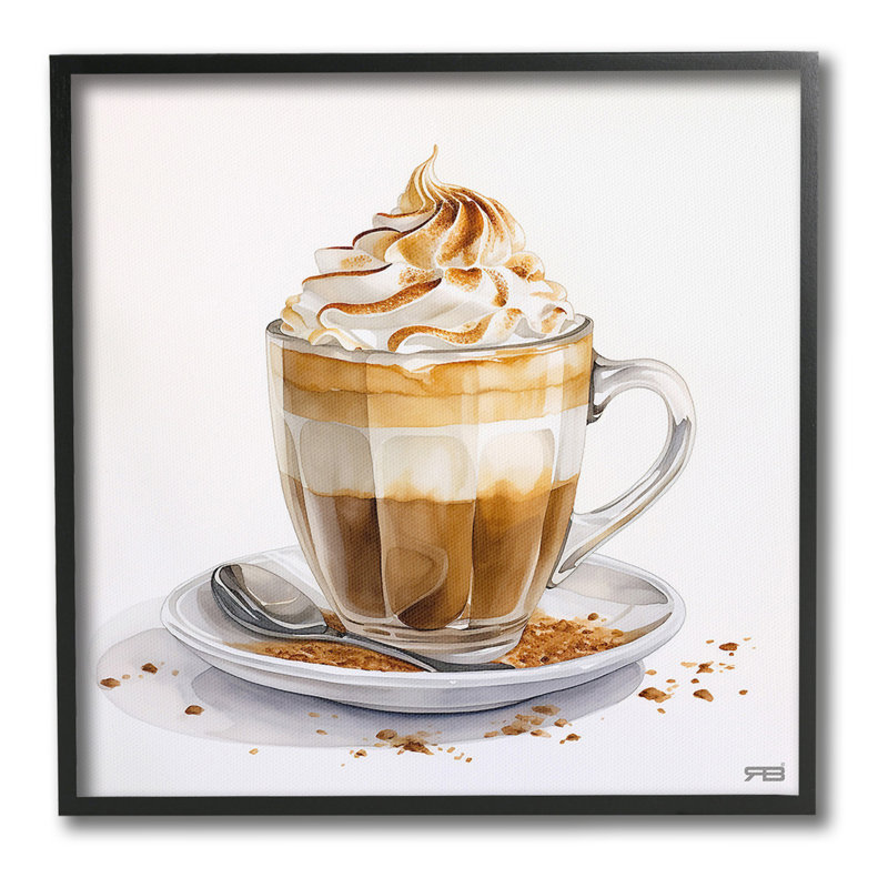 «Cafe Dessert Latte», estampe numérique encadrée par RB, H 17 po x l 17 po, Giclée encadrée noir minuit