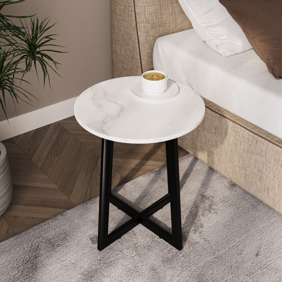 Ajana Solid Wood Cross Legs End Table