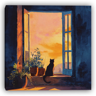 Twilight Cat Wrapped Canvas Wall Art