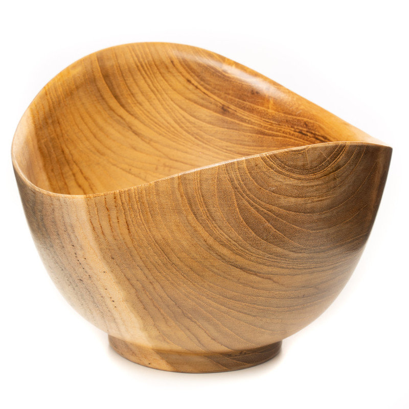 Wavy Menbachi Teak Wood Bowl - Small