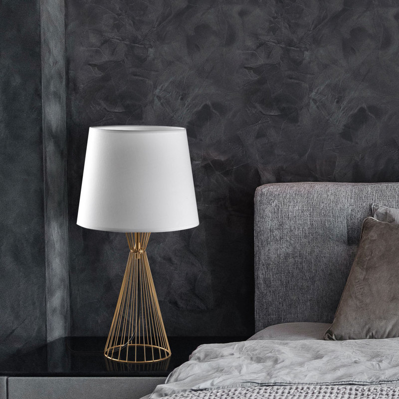 Elegant Gold Table Lamp with Metal Body, 11.0 x 11.0 x 21.7 inches | Fabric Cap Ø8.7-11.0 x 8.7 inches | E27 Socket, Max 40W (Bulb Not Included) | Glamorous Design for Modern Home Décor, IP20 Rated