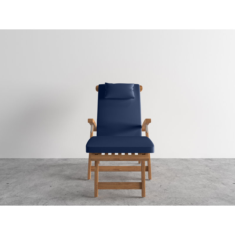 Steamer Reclining Chaise Lounge with Sunbrella Canvas Cushion, Blue