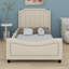 Upholstered Daybed With Classic Stripe Shaped Headboard-1453975509
