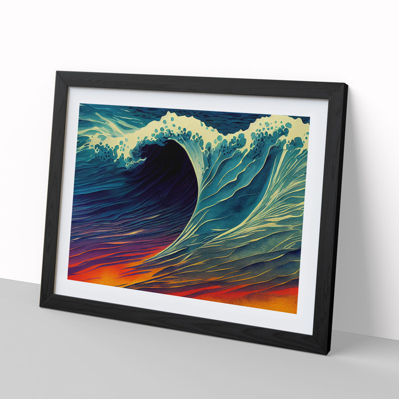 XH1022-2250X Colourful Wave - Single Picture Frame Print, Black Framed, 46cm H x 64cm W x 2cm D