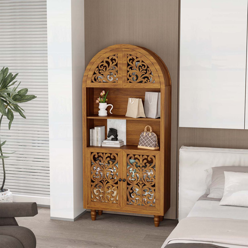 Grande armoire arquée en bois sculpté pour la maison et le bureau