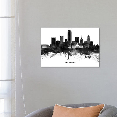 Oklahoma Skyline Black & White - Wrapped Canvas Print