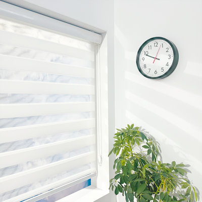  Zebra Blinds for Windows, 25" W x 72 H, White, Dual Layer Free-Stop Zebra Shades, Light Control for Day and Night, Sheer Blinds for Indoor Windows, Bedroom, Kitchen