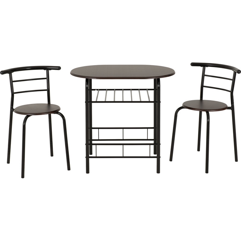 Lennon 2-Person Dining Set, Black/Walnut