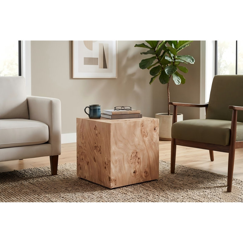 Table basse carrée en bois aggloméré de style naturel, table d'appoint, table d'appoint de salon en bois aggloméré de style Wabi-Sabi, table d'appoint ou table de chevet de chambre à coucher 15,7 po x 15,7 po x 15,7 po, combinez librement 3 tailles,