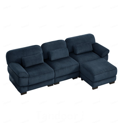 Canapé modulaire en L surdimensionné en forme de L Cloud Couch, canapé 3 places avec repose-pieds, coussins de siège épais et confortables, tissu en velours côtelé respirant