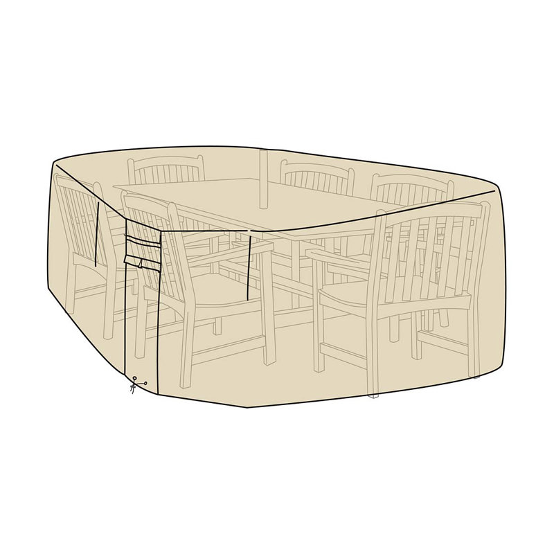 Grand / XL housse de meuble de luxe pour table rectangulaire et chaises ovales, H 35 po x l 116 po x P 80 po