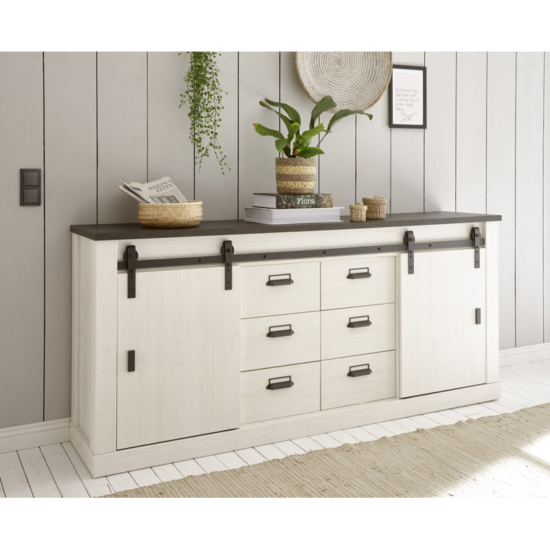 Jackeline 201cm Sideboard, White/Anthracite