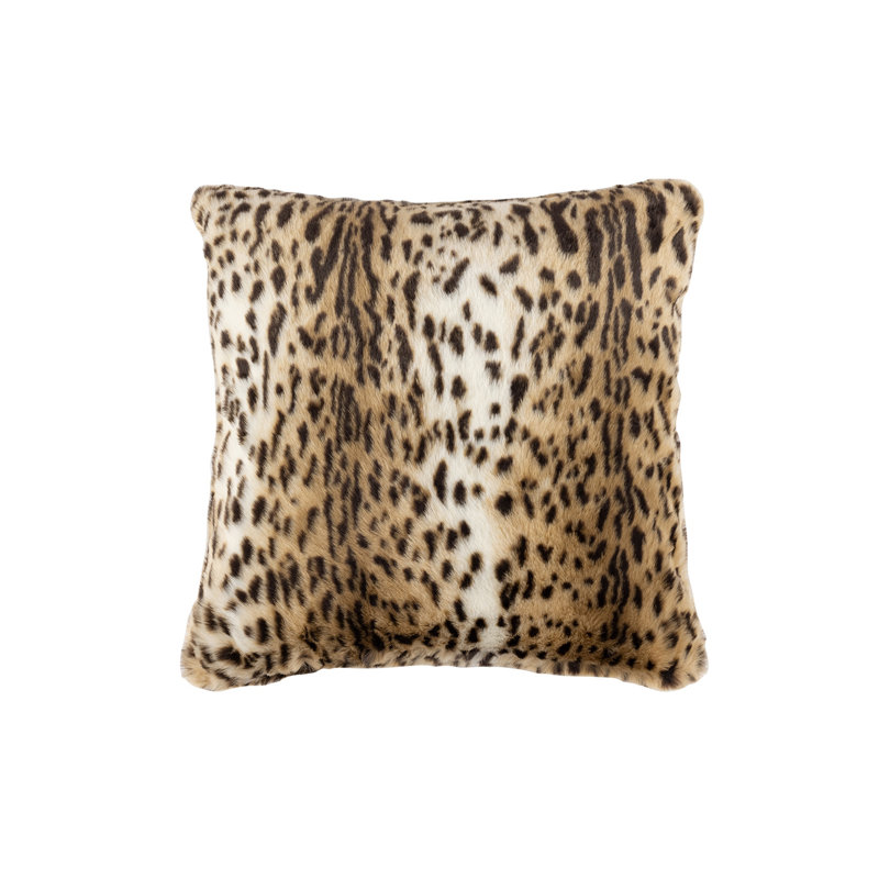 Leopard Print Faux Fur Square Throw Pillow 24x24