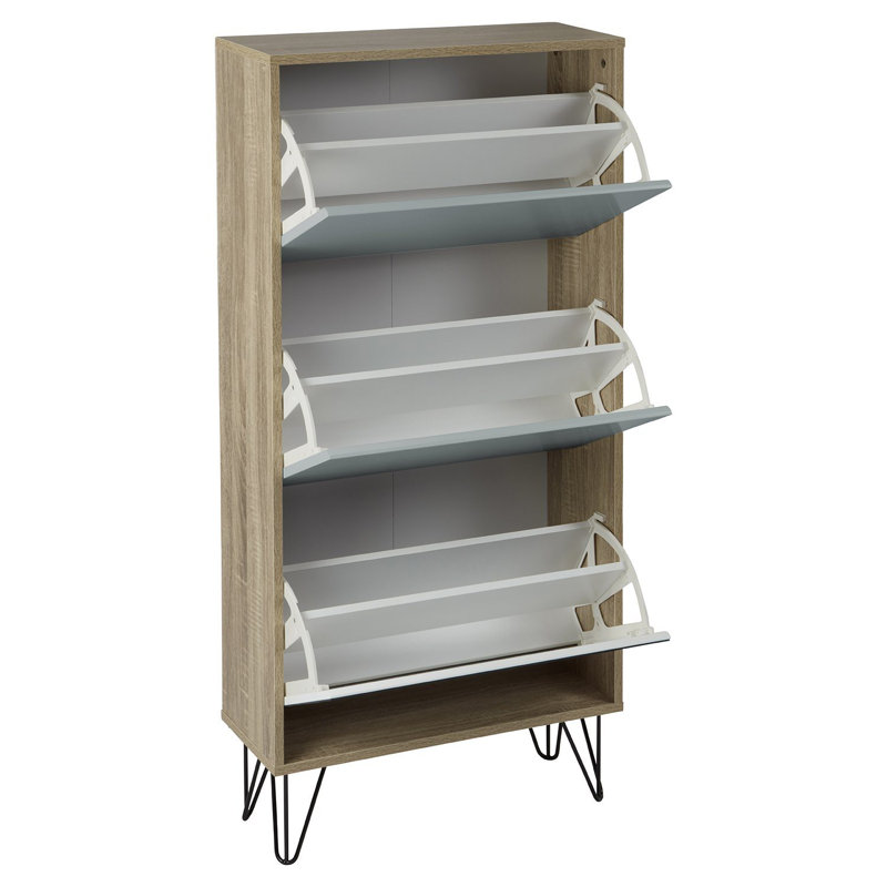 Azeil Flip Down Shoe Storage, Beige/Gray, 3 Shelves