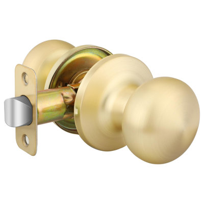 Poignée de porte dorée, poignées de porte de placard, poignées de porte de passage dorées brossées sans serrure pour couloir et placard (paquet de 1)