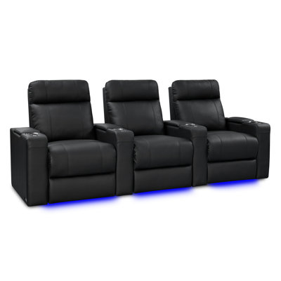 Upholstered Home Theater Seating with Cup Holder