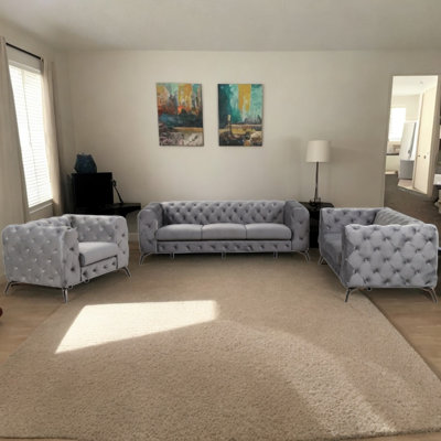 Ensemble de canapé en velours 3 pièces Kalub