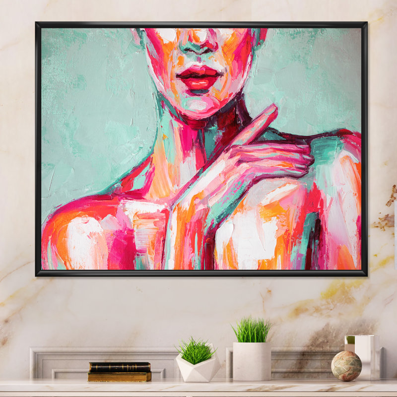 «Pastel Artistic Seduction Woman V», reproduction d'art sur toile, H 16 po x l 32 po x P 1 po, Toile avec cadre flottant noir