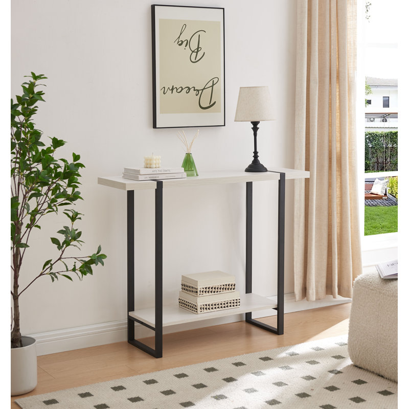 Console avec tablettes Harley, Cadre noir / panneau blanc