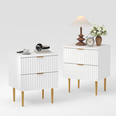 Table de chevet à 2 tiroirs pour chambre à coucher ou appartement Modern