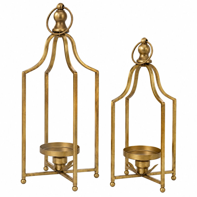 Ensemble de lanternes décoratives, lanternes en métal pour bougies piliers et présentoirs de table (ensemble de 2)