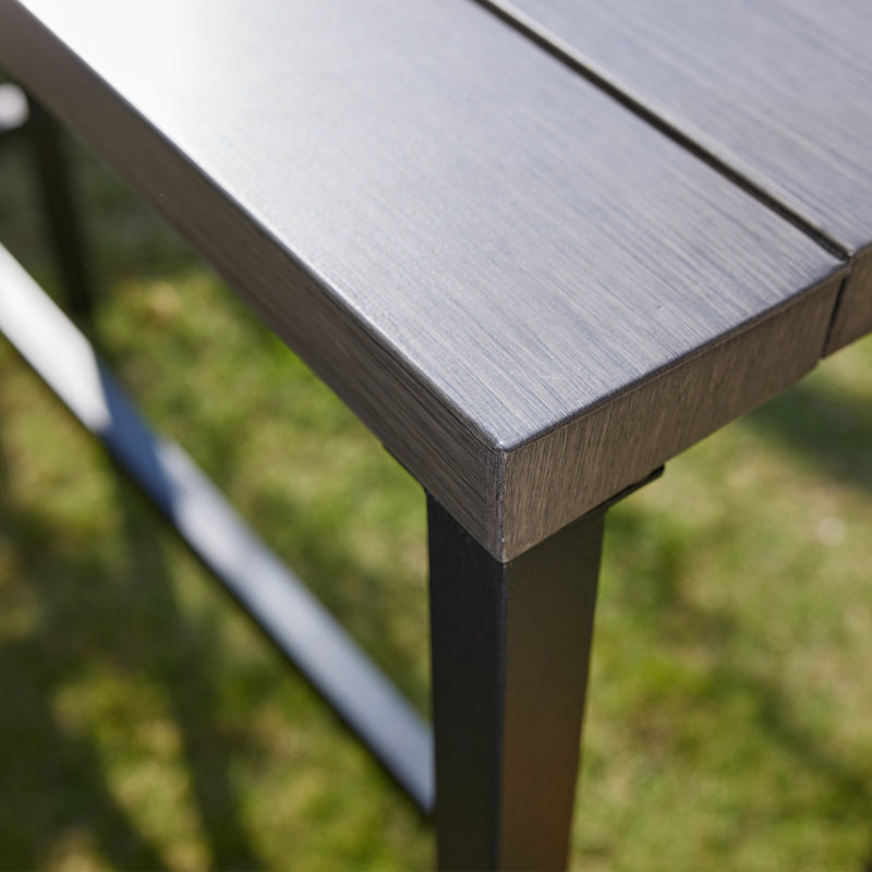 Roca Rectangular Steel Outdoor Bar Table, Gray