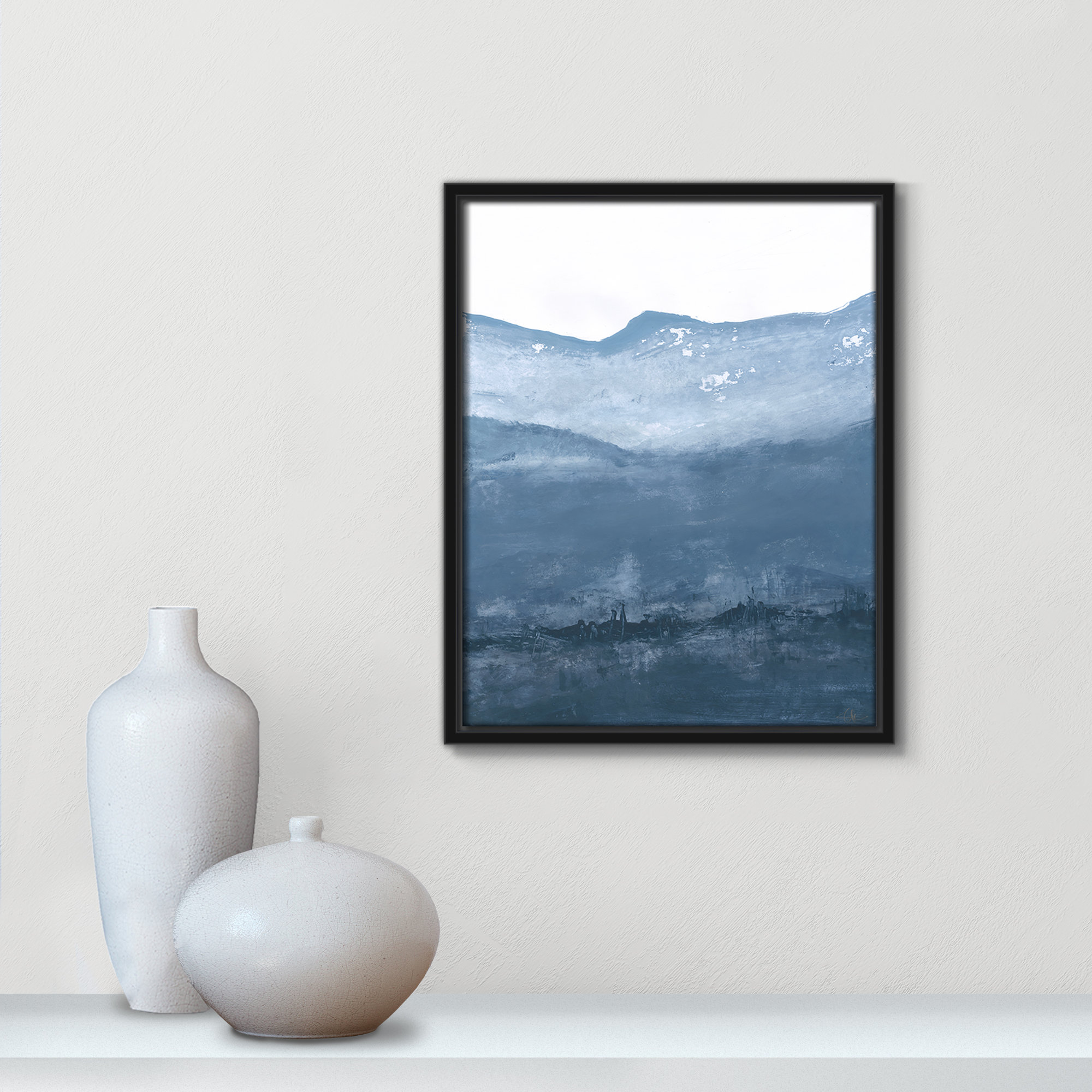 Into the Blue Horizon 1 by Filippo Ioco - Floater Frame Print on Canvas, Black, 15.5" H x 12.5" W