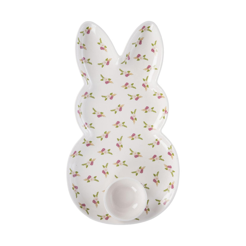Ensemble de 2 décorations en forme de lapin de Pâques en céramique 