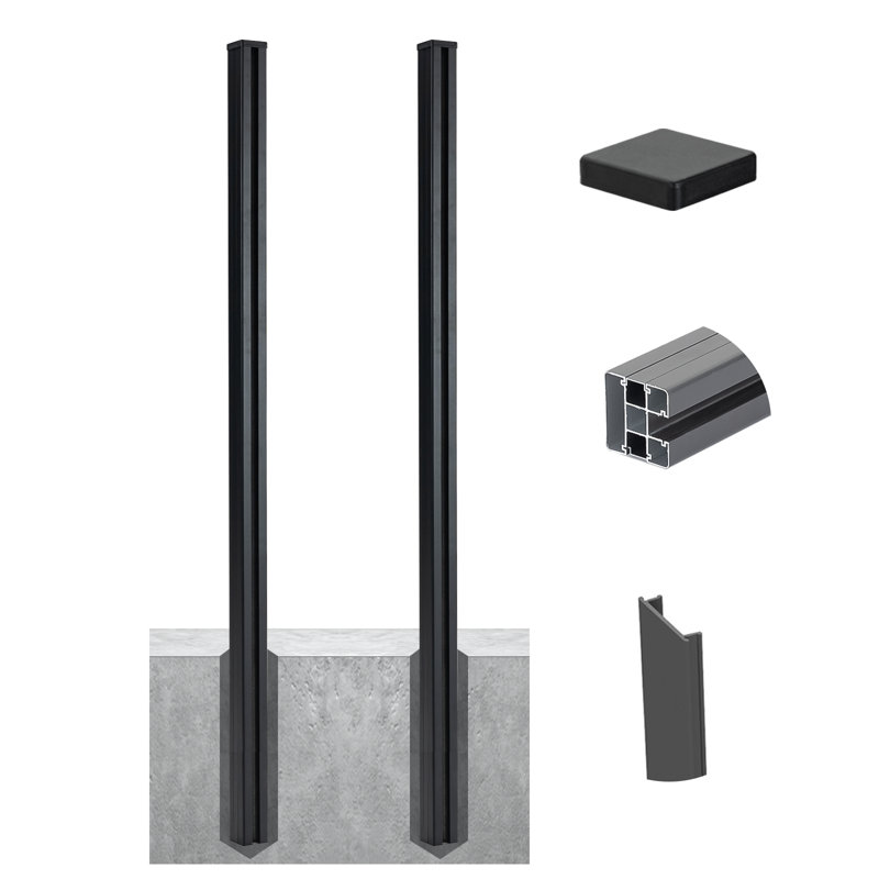 Poteau de clôture en aluminium 8 pi H - ensemble de 2 (2 pi dans le sol, Groud 6 pi)