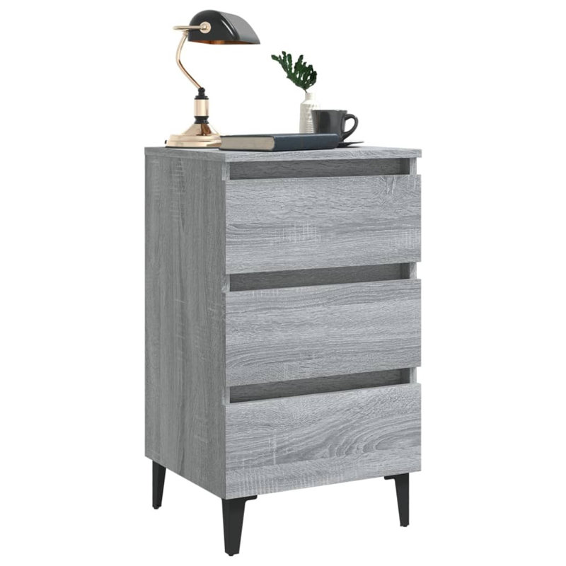 Pythagoras 40 cm W Bedside Table, Grey Sonoma