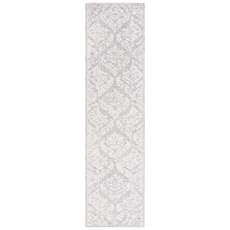 Tapis en laine et coton touffeté à la main Eldwun, Tapis de couloir 2 pi 3 po x 9 pi