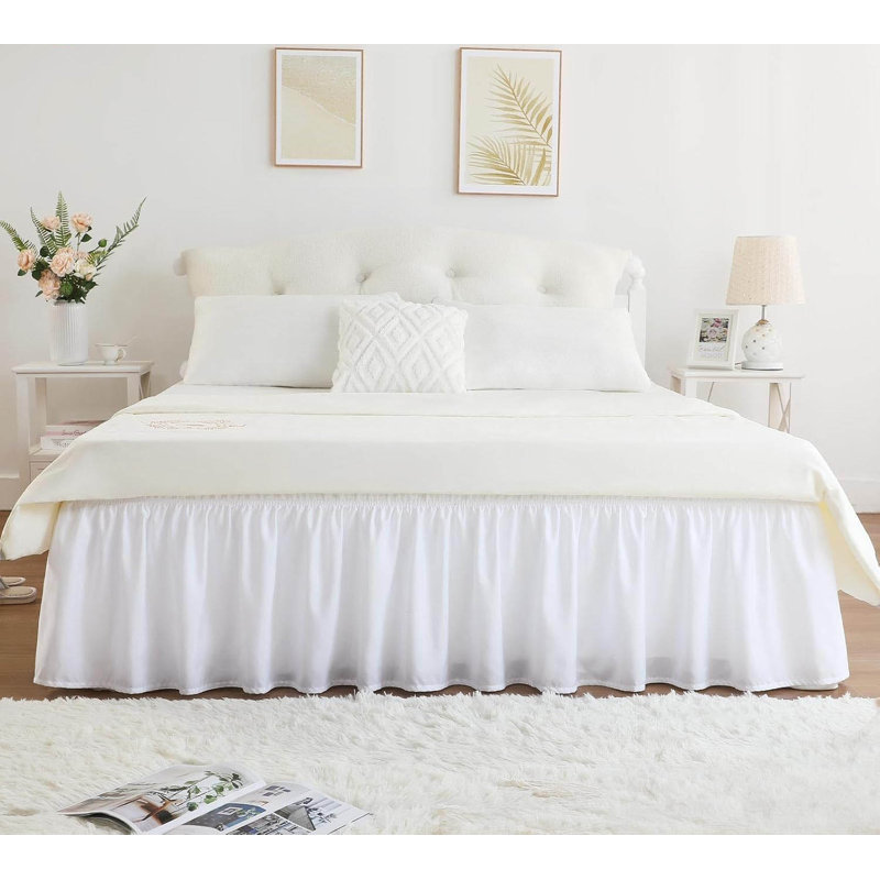 King Size Wrap-Around Elastic Bed Skirt, Snow White