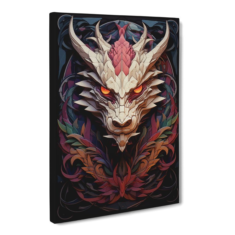 Dragon Geometric No.2 - Print on Canvas, 60cm H x 40cm W x 3cm D