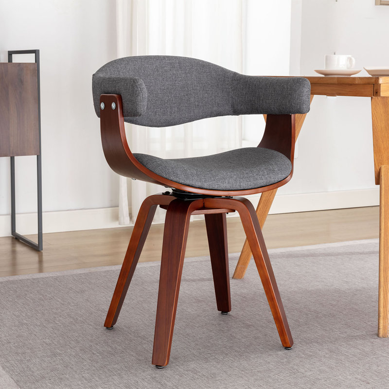 Boase Fabric Swivel Mid-Century Dining Chair, Gray