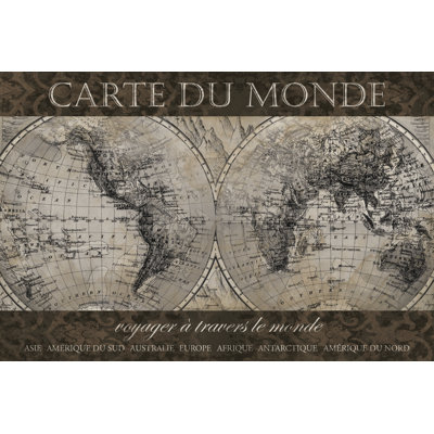 French World Map - Wrapped Canvas Print