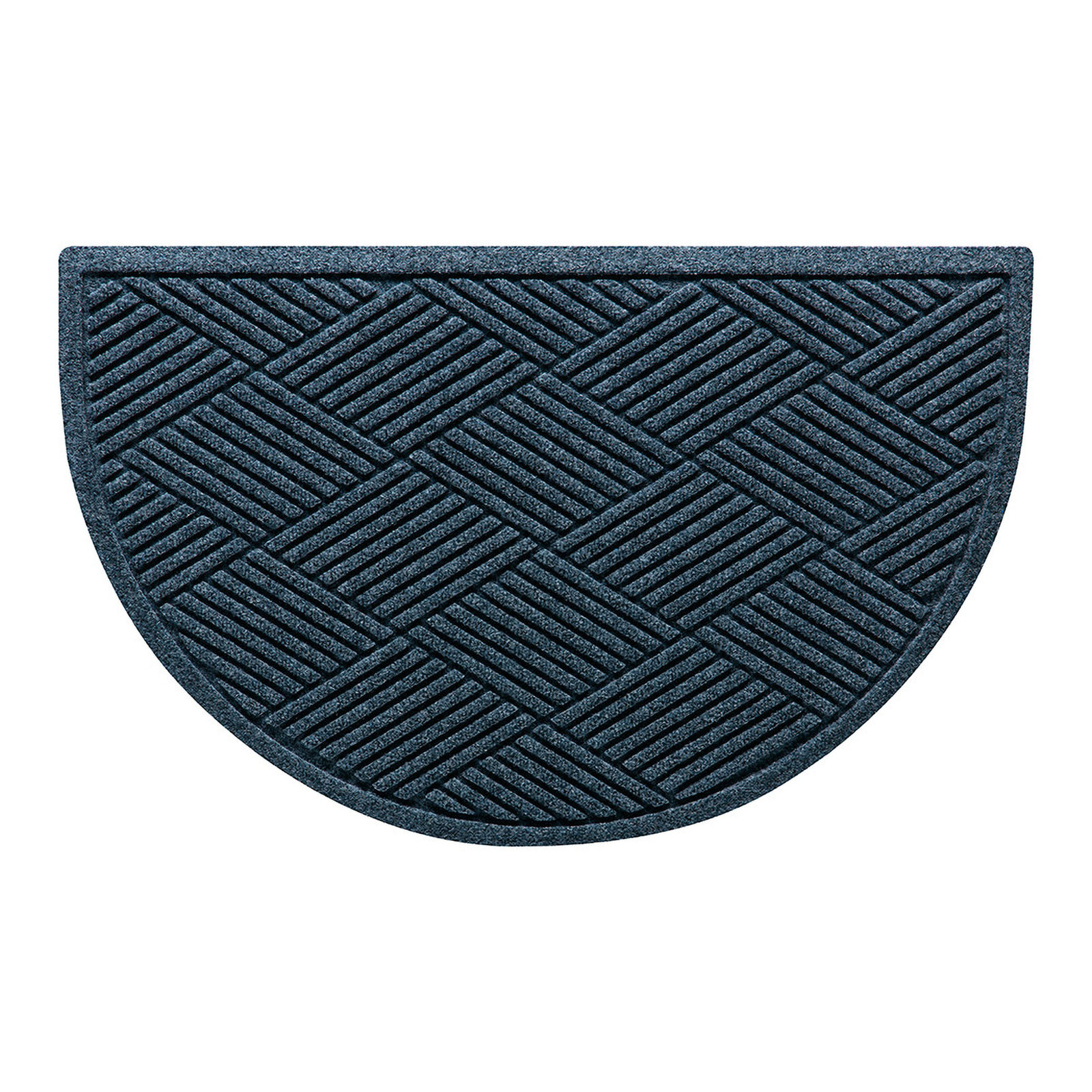 WaterHog® Diamonds Non-Slip Doormat, Navy, Half Oval 24" x 39"
