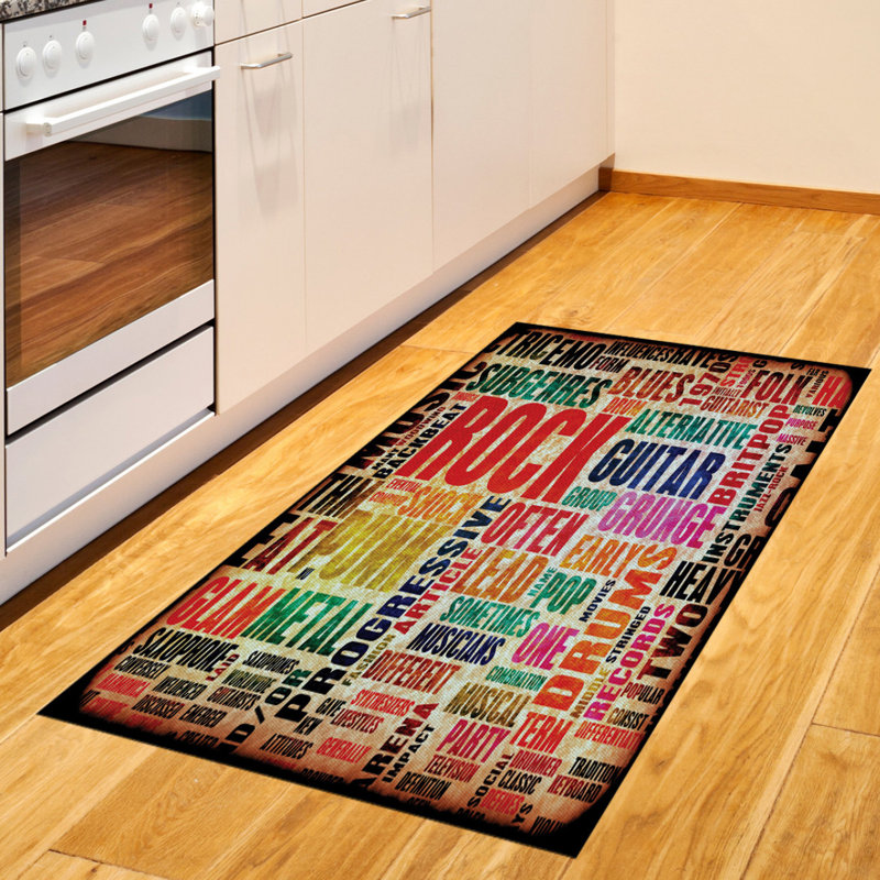 Music Retro High Density Long Fiber Poly Threads Decorative Area Rug Carpet, Rectangle 2'7" x 5'