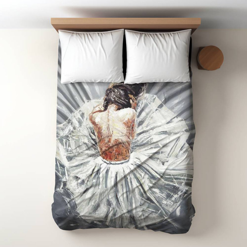 Housse de couette contemporaine Contemporary - design ballerine, blanc